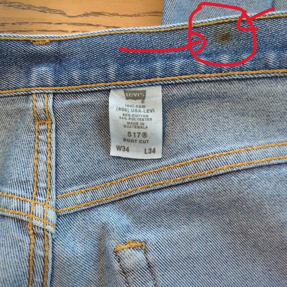 Vintage Y2K Levi’s 517 Boot Cut Jeans Men’s 34‎ x34 Blue Faded Denim - Picture 15 of 16